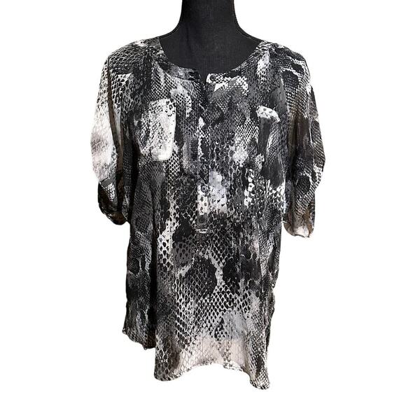 Express Snakeskin Semi Sheer Lined Career Party Top Blouse Women’s S Small - Picture 1 of 8